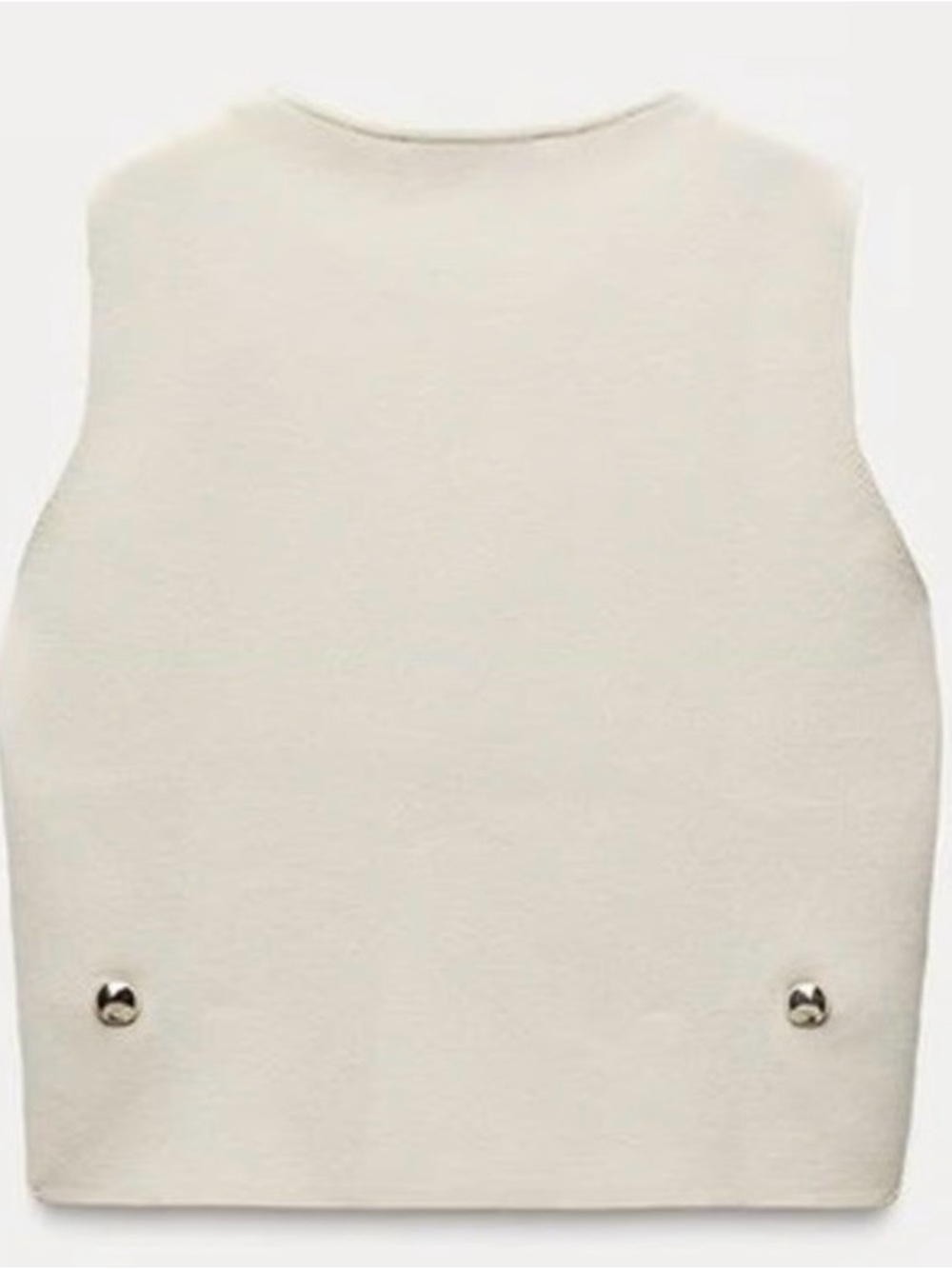 Zara Cream Sleeveless Vest with Metal Button Details